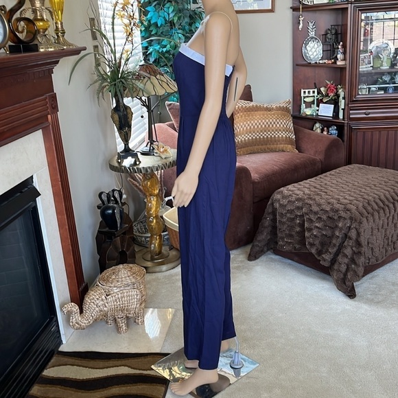 Brand New Monteau Strapless Romper Navy Blue White Nautical Linen Jumpsuit - Picture 6 of 16